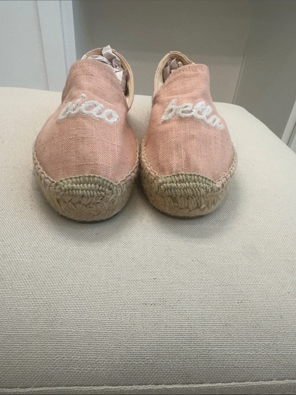 Soludos Pink 'ciao bella' Embroidered Espadrille Slip-Ons